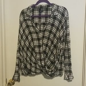 Gap Black/White Striped Long Sleeve Shirt Size XXL